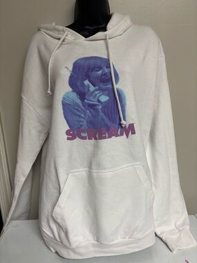 White 'Scream' Graphic Crewneck Hoodie Sweatshirt